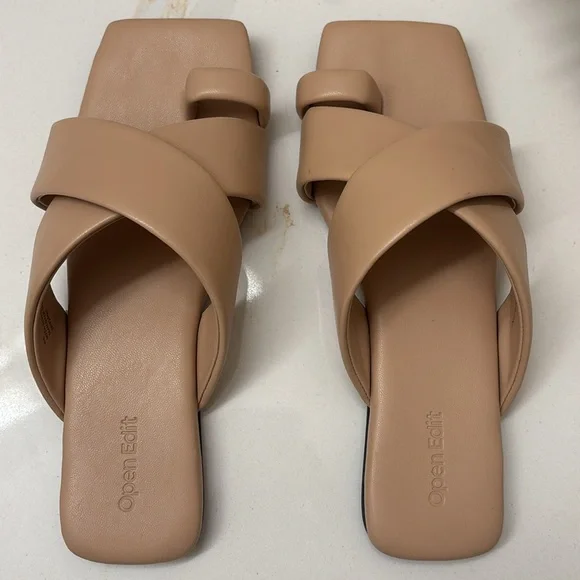 Open Edit size 8 Tan Women's Sandal slides EUC - Picture 4 of 10
